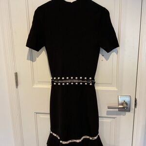 Alice + Olivia Black Mini Dress with Pearl Details